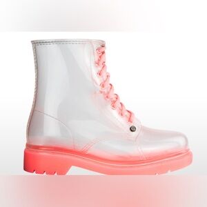 G six workshop ladies Lug sole  translucent lace up rain boots . New . S…